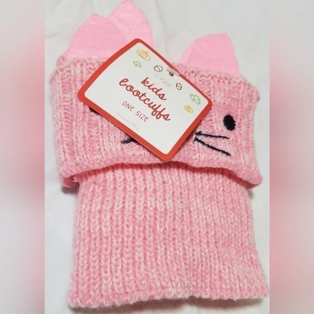 Kids Kitty Cat Face Boot Cuffs